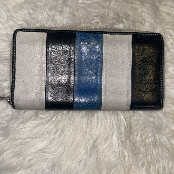 Balenciaga Fall 2016 blue stripes wallet pre-owned used - Picture 4 of 13